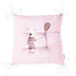 Pembe Zeminde Balon ve Ayıcık Desenli Bebek Odası Pofuduk Sandalye Minderi Realhomes