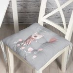 - Pofi-4413-Gorsel - Realhomes  Gri Zeminde Balon ve Ayıcık Desenli Bebek Odası Pofuduk Sandalye Minderi Realhomes