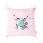 Realhomes Pembe Zeminde Mavi Geyik Çizimli Modern Pofuduk Sandalye Minderi Realhomes