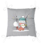 Realhomes Gri Zeminde Sevimli Tilki Desenli Modern Pofuduk Sandalye Minderi Realhomes