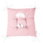 Pembe Zeminde Uçan Fil Desenli Özel Tasarımlı Dijital Baskılı Çocuk Odası Pofuduk Sandalye Minderi Realhomes