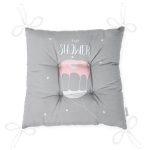 Gri Zeminde Uçan Balon Desenli Bebek Odası Pofuduk Sandalye Minderi Realhomes