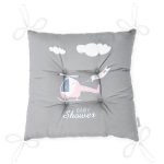 Realhomes Gri Zeminde Helikopter Tasarımlı Modern Pofuduk Sandalye Minderi Realhomes