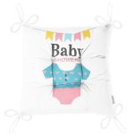 - Pofi-4467-Gorsel-2 - Realhomes Beyaz Zemin Bebek Kıyafeti Baby Shower Tasarımlı Dijital Baskılı Çocuk Odası Pofuduk Sandalye Minderi Realhomes