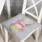 - Pofi-4470-Gorsel - Realhomes  Gri Zemin Baby Shower Temalı Özel Tasarımlı Dijital Baskılı Çocuk Odası Pofuduk Sandalye Minderi Realhomes