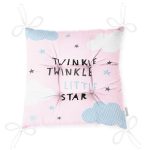 Pembe Zemin Bulut Ve Yıldız Desenli Özel Tasarımlı Dijital Baskılı Çocuk Odası Pofuduk Sandalye Minderi Realhomes