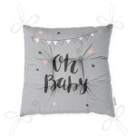 - Pofi-4497-Gorsel-2 - Realhomes Gri Zemin Oh Baby Yazılı Özel Tasarımlı Dijital Baskılı Çocuk Odası Pofuduk Sandalye Minderi Realhomes