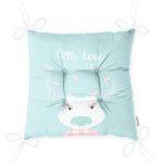 - Pofi-4516-Gorsel-2 - Realhomes Yeşil Zemin Sevimli İnek Ve Kuş Özel Tasarımlı Dijital Baskılı Çocuk Odası Pofuduk Sandalye Minderi Realhomes