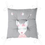 Gri Zemin Ceylan Ve Arı Temalı Özel Tasarımlı Dijital Baskılı Çocuk Odası Pofuduk Sandalye Minderi Realhomes