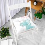 - Pofi-4524-Gorsel-1 - Realhomes  Beyaz Zemin Sevimli Fil Desenli Özel Tasarımlı Dijital Baskılı Çocuk Odası Pofuduk Sandalye Minderi Realhomes