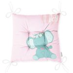 Pembe Zeminli Sevimli Fil Desenli Özel Tasarımlı Dijital Baskılı Çocuk Odası Pofuduk Sandalye Minderi Realhomes