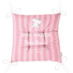 Realhomes Pembe Çizgili Fil Motifli Modern Pofuduk Sandalye Minderi Realhomes