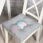 Realhomes Gri Zeminde Aydaki Fil Desenli Modern Pofuduk Sandalye Minderi Realhomes