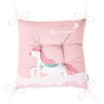 - Pofi-4547-Gorsel-2 - Realhomes  Pembe Zeminli Unicorn Desenli Özel Tasarımlı Dijital Baskılı Çocuk Odası Pofuduk Sandalye Minderi Realhomes