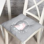 - Pofi-4554g-Gorsel - Realhomes  Realhomes Gri Zeminde Unicorn At Tasarımlı Modern Pofuduk Sandalye Minderi Realhomes