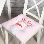 - Pofi-4601-Gorsel - Realhomes  Pembe Zemin Fil Desenli Baby Shower Özel Tasarımlı Dijital Baskılı Çocuk Odası Pofuduk Sandalye Minderi Realhomes