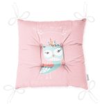 Pembe Zemin Sevimli Baykuş Desenli Özel Tasarımlı Dijital Baskılı Çocuk Odası Pofuduk Sandalye Minderi Realhomes