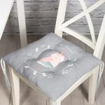 Gri Zemin I'm Beautiful Yazılı Baykuş Motifli Dijital Baskılı Çocuk Odası Pofuduk Sandalye Minderi Realhomes