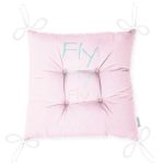 - Pofi-4625-Gorsel-2 - Realhomes  Pembe Zeminde Renkli Fly Yazılı Özel Tasarımlı Dijital Baskılı Çocuk Odası Pofuduk Sandalye Minderi Realhomes