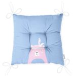 Mavi Zemin Baby Shower Temalı Ayıcık Desenli Dijital Baskılı Çocuk Odası Pofuduk Sandalye Minderi Realhomes