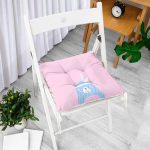 Pembe Zemin Baby Shower Temalı Ayıcık Desenli Dijital Baskılı Çocuk Odası Pofuduk Sandalye Minderi Realhomes