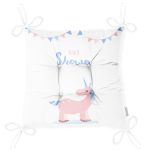 - Pofi-4632-Gorsel-2 - Realhomes  Beyaz Zemin Baby Shower Yazılı Unicorn Desenli Dijital Baskılı Çocuk Odası Pofuduk Sandalye Minderi Realhomes