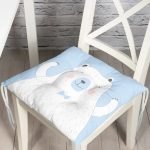 Mavi Zemin Sevimli Ayıcık Desenli Özel Tasarımlı Dijital Baskılı Modern Pofuduk Sandalye Minderi Realhomes