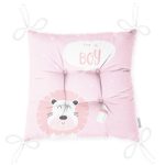 - Pofi-4647-Gorsel-2 - Realhomes  Pembe Zemin I'm A Boy Yazılı Aslan Desenli Dijital Baskılı Çocuk Odası Pofuduk Sandalye Minderi Realhomes