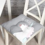 - Pofi-4654-Gorsel - Realhomes  Gri Zemin Cool Yazılı Unicorn Baskılı Dijital Baskılı Çocuk Odası Pofuduk Sandalye Minderi Realhomes