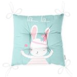 - Pofi-4663-Gorsel-2 - Realhomes Yeşil Zemin Şarkı Söyleyen Tavşan Motifli Dijital Baskılı Çocuk Odası Pofuduk Sandalye Minderi Realhomes