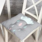 - Pofi-4667-Gorsel - Realhomes Gri Zemin Bulut Ve Yağmur Motifli Özel Tasarımlı Dijital Baskılı Modern Pofuduk Sandalye Minderi Realhomes