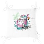 - Pofi-4676-Gorsel-2 - Realhomes Beyaz Zemin Tatil Temalı Unicorn Desenli Dijital Baskılı Modern Pofuduk Sandalye Minderi Realhomes