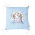 - Pofi-4692-Gorsel-2 - Realhomes  Mavi Zeminde Sevimli Unicorn Desenli Dijital Baskılı Çocuk Odası Pofuduk Sandalye Minderi Realhomes