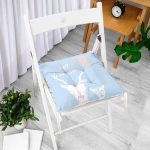 Mavi Zeminde Baby Shower Temalı Geyik Desenli Dijital Baskılı Çocuk Odası Pofuduk Sandalye Minderi Realhomes