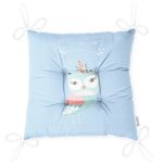 - Pofi-4717-Gorsel-2 - Realhomes  Mavi Zeminde Sevimli Baykuş Desenli Dijital Baskılı Çocuk Odası Pofuduk Sandalye Minderi Realhomes