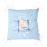 - Pofi-4719-Gorsel-2 - Realhomes  Mavi Zeminli Sevimli Baykuş Motifli Özel Tasarımlı Dijital Baskılı Çocuk Odası Pofuduk Sandalye Minderi Realhomes