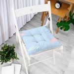 - Pofi-4721-Gorsel-1 - Realhomes  Mavi Zeminli Renkli Bulut Motifli Özel Tasarımlı Dijital Baskılı Çocuk Odası Pofuduk Sandalye Minderi Realhomes