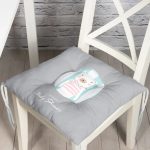 - Pofi-4807-Gorsel - Realhomes  Gri Zeminde Welcome Baby Shower Temalı Sevimli Ayıcık Modern Pofuduk Sandalye Minderi Realhomes