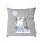 Realhomes Gri Zeminde Balonlu Sevimli Tavşan Modern Pofuduk Sandalye Minderi Realhomes