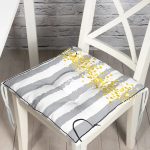 - Pofi-4828-Gorsel - Realhomes  Realhomes Gri Beyaz Çizgili Sarı Puanlı Temalı Modern Pofuduk Sandalye Minderi Realhomes