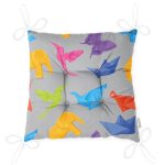 Realhomes Gri Zeminli Origami Sanatı Dijital Baskılı Modern Pofuduk Minderi Realhomes