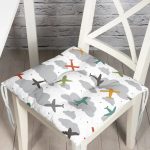 Realhomes Uçak Desenli Bulutlar Dijital Baskılı Modern Pofuduk Sandalye Minderi Realhomes