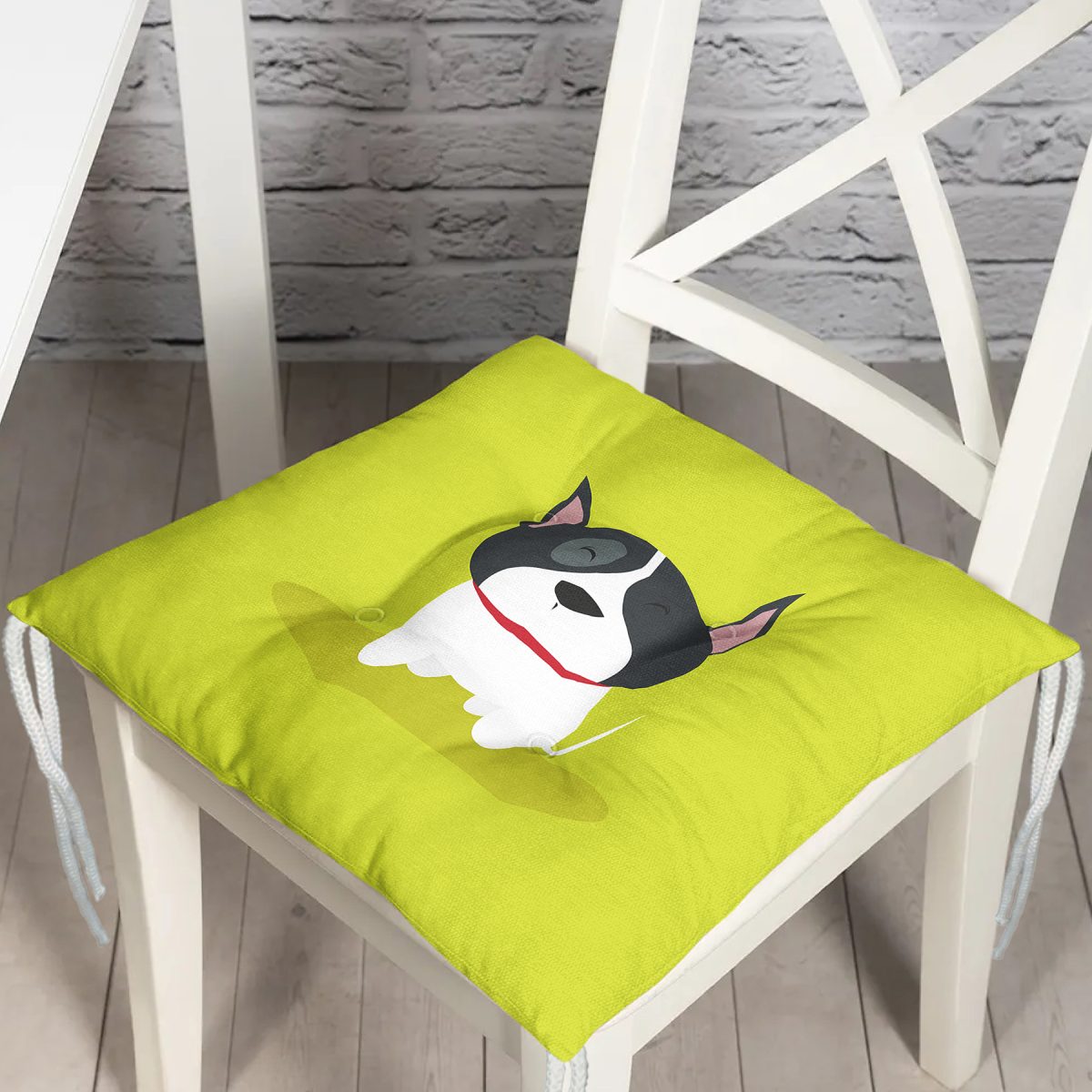 Realhomes Köpek Desenli Dijital Baskılı Modern Pofuduk Sandalye Minderi Realhomes