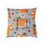 Realhomes Fındık Kurdu Sincap Dijital Baskılı Modern Pofuduk Sandalye Minderi Realhomes