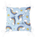 - Pofi-4899-Gorsel-2 - Realhomes  Realhomes Mavi Zeminde Unicorn Gökkuşağı Dijital Baskılı Modern Pofuduk Sandalye Minderi Realhomes