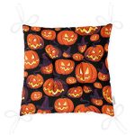 Realhomes Siyah Zeminde Balkabağı Dijital Baskılı Modern Pofuduk Sandalye Minderi Realhomes