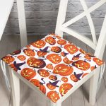 - Pofi-4905-Gorsel - Realhomes Realhomes Beyaz Zeminde Balkabağı Dijital Baskılı Modern Pofuduk Sandalye Minderi Realhomes