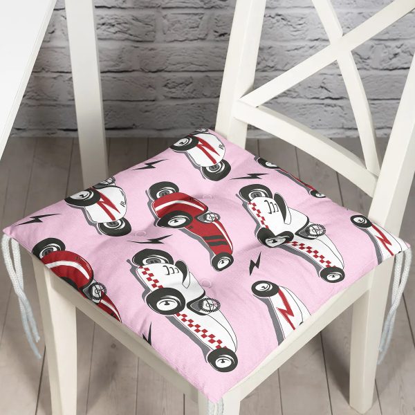 - Pofi-4909-Gorsel - Realhomes  Realhomes Mavi Zeminde Unicorn Gökkuşağı Dijital Baskılı Modern Pofuduk Sandalye Minderi Realhomes