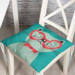 - Pofi-4918-Gorsel - Realhomes  Realhomes Renkli Kedi Dijital Baskılı Modern Pofuduk Sandalye Minderi Realhomes