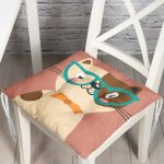 - Pofi-4919-Gorsel - Realhomes Realhomes Renkli Kedi Dijital Baskılı Modern Pofuduk Sandalye Minderi Realhomes